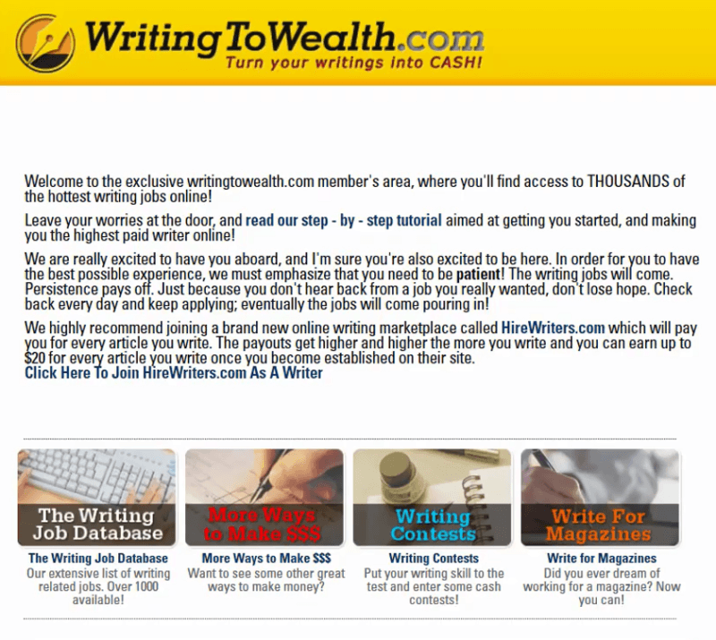 Is Writing to Wealth Scam