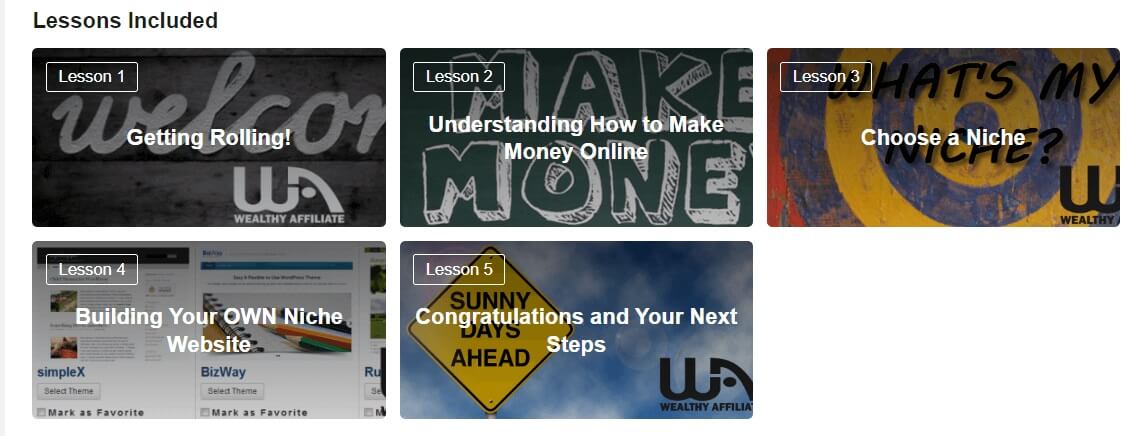 Wealthy Affiliate 5 Lessons