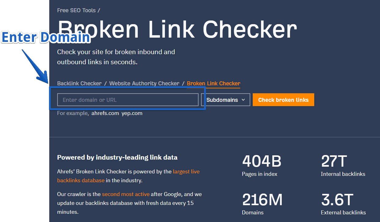 Free Broken Link Checker - Dead Link Checking Tool - Enter domain