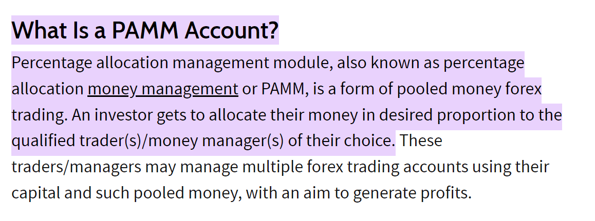 PAMM Accounts