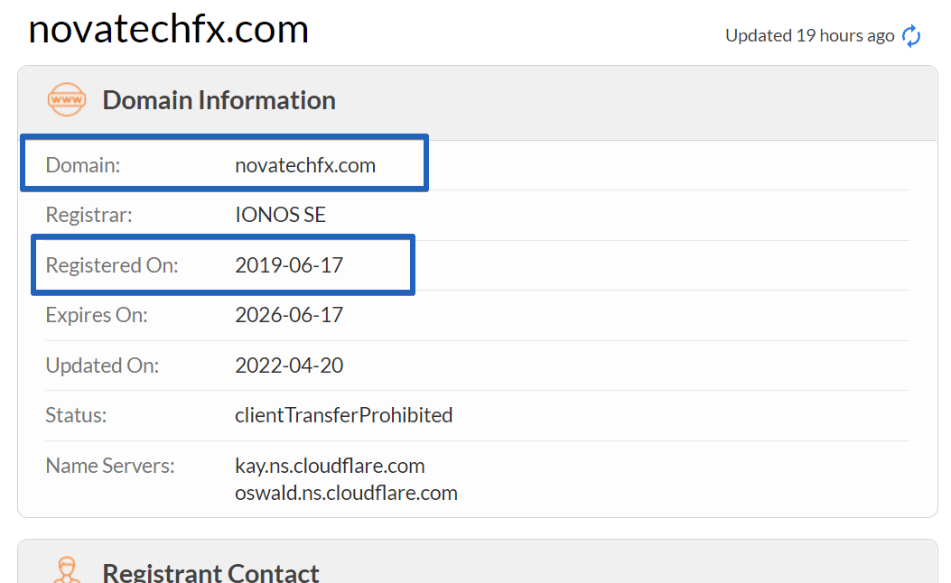 novatechfx.com - website registration date