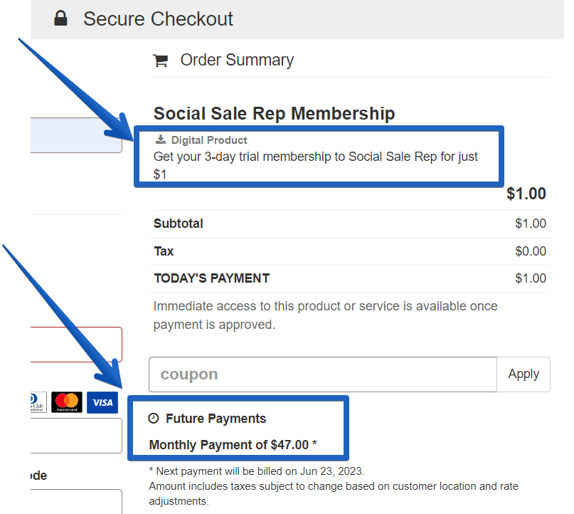 Secure Checkout - Social Sale Rep