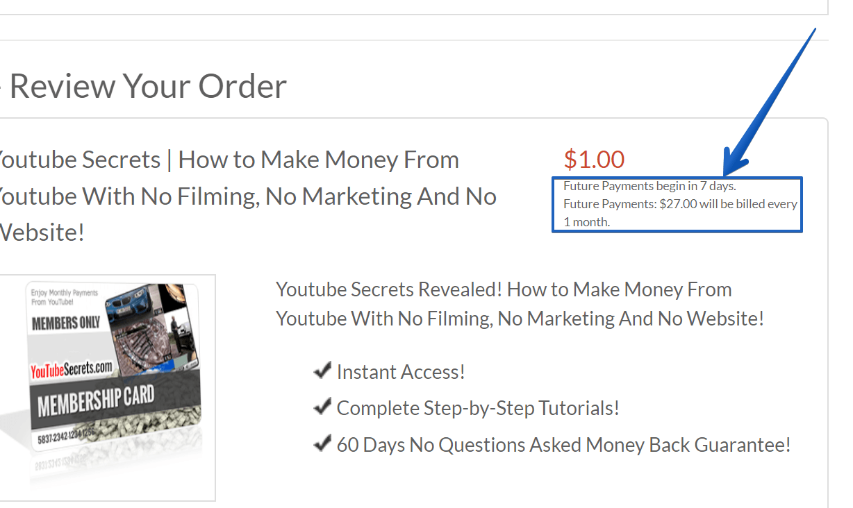 YouTube Secrets - Pricing