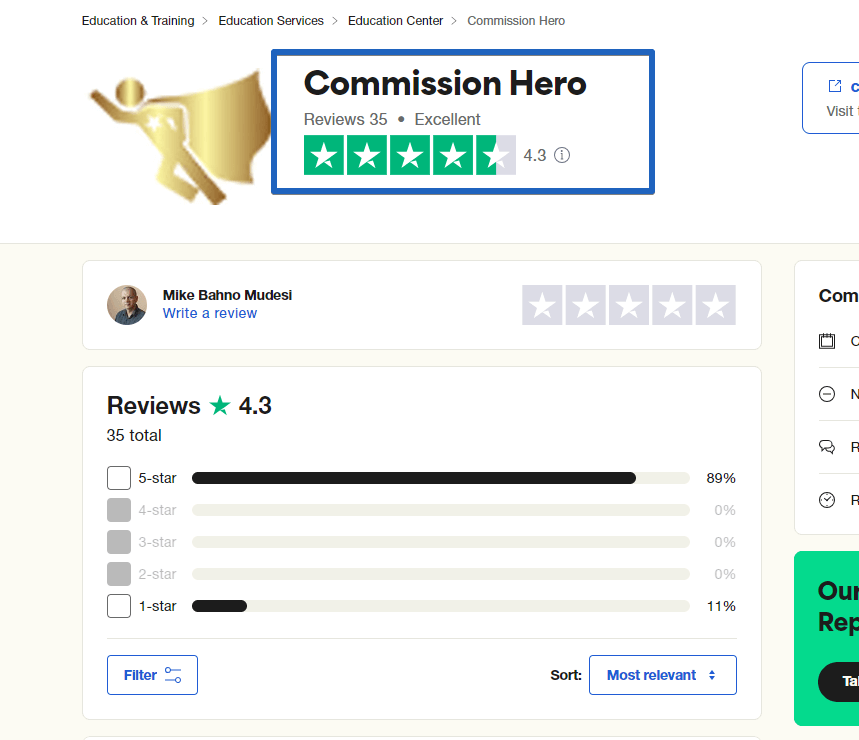 Commission Hero Reviews - Trustpilot