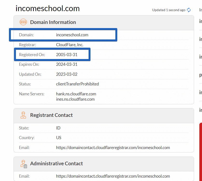 incomeschool.com - Registration Date