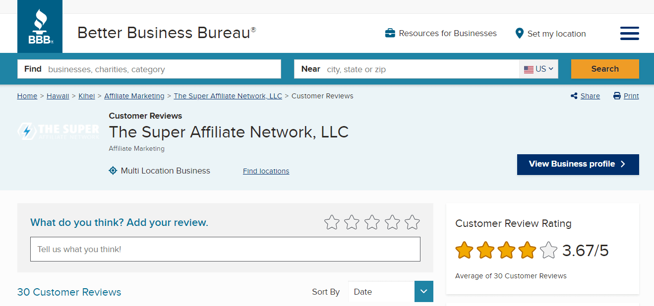 BBB - The Super Affiliate Network Reviews