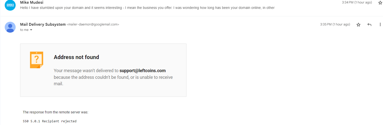 Leftcoins Email - Address not found