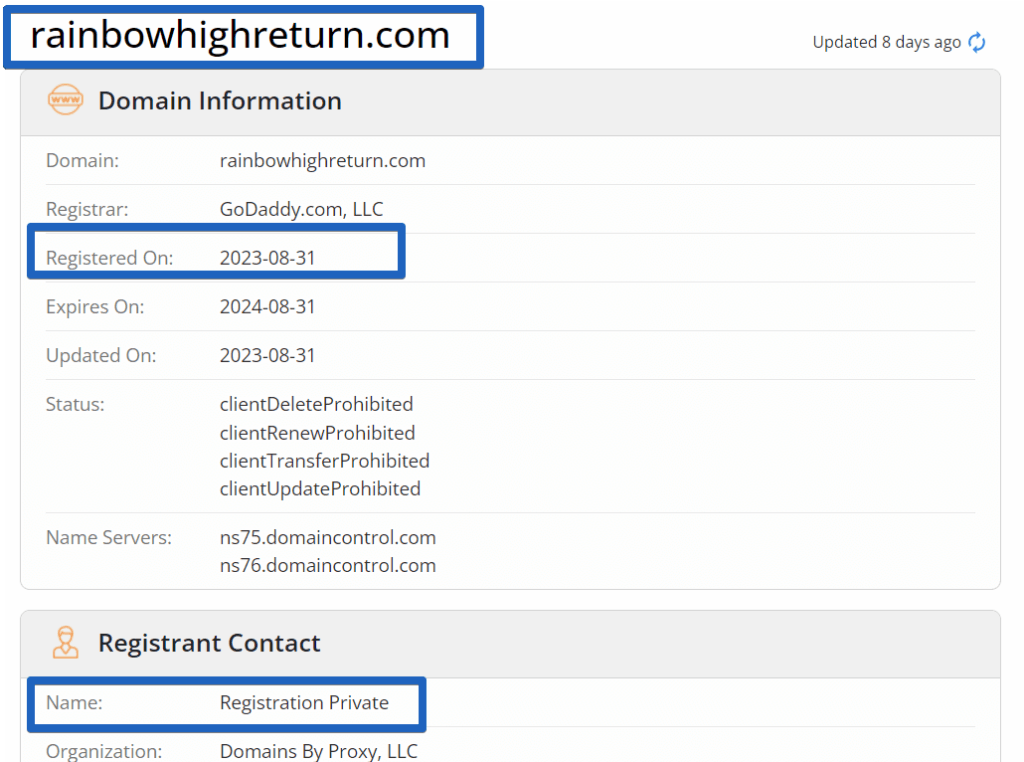 rainbowhighreturn.com - Website Registration Date