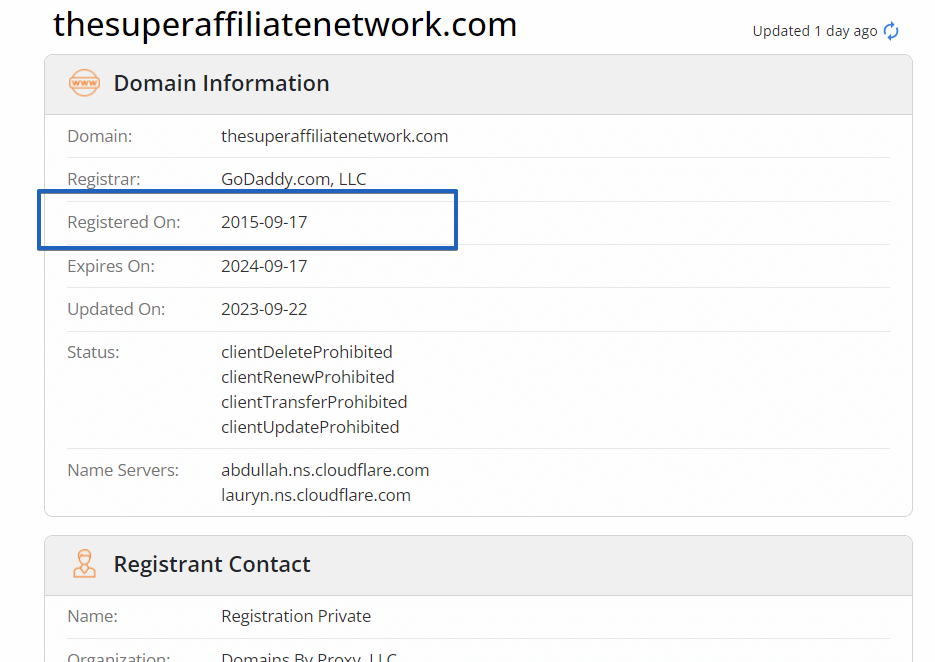 thesuperaffiliatenetwork.com - Registration Date