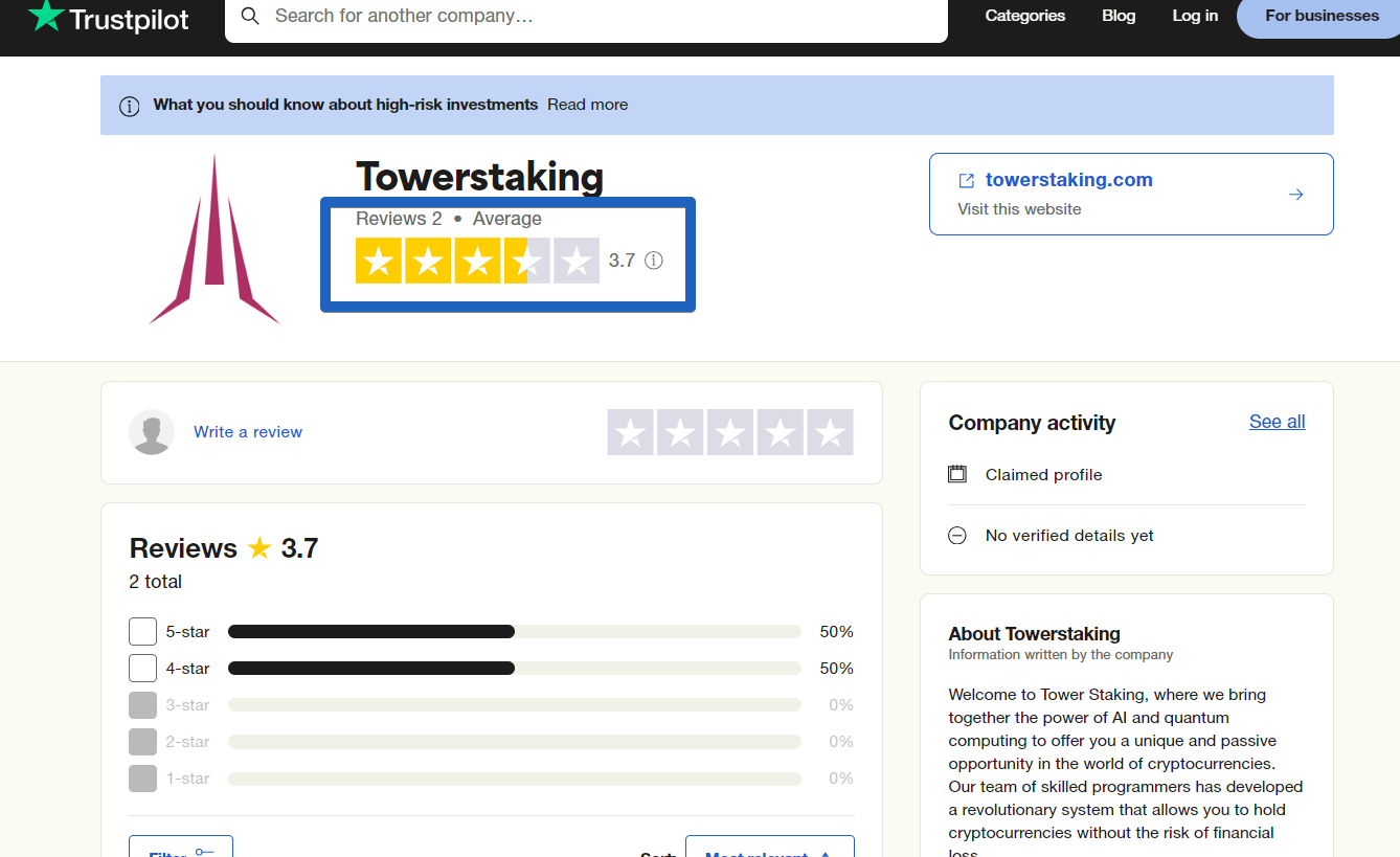 TowerStake Reviews on trustpilot