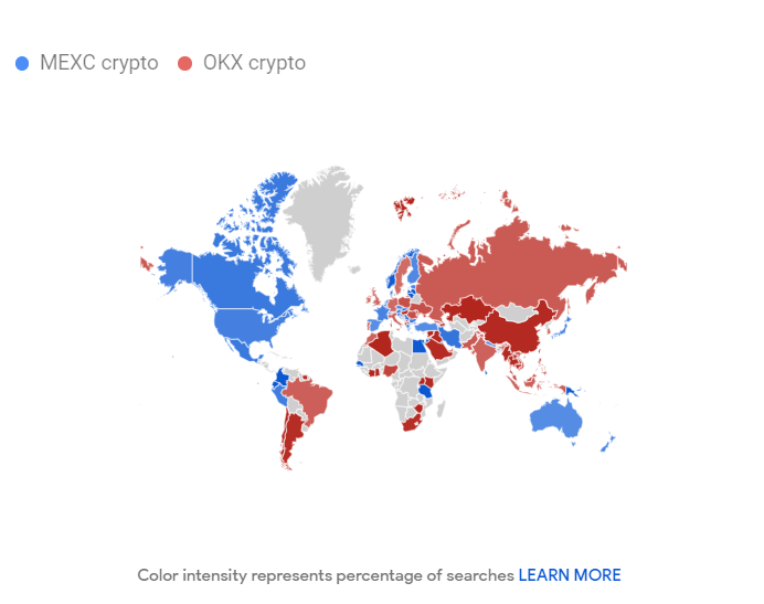 Interest by Region Mexc vs OKX